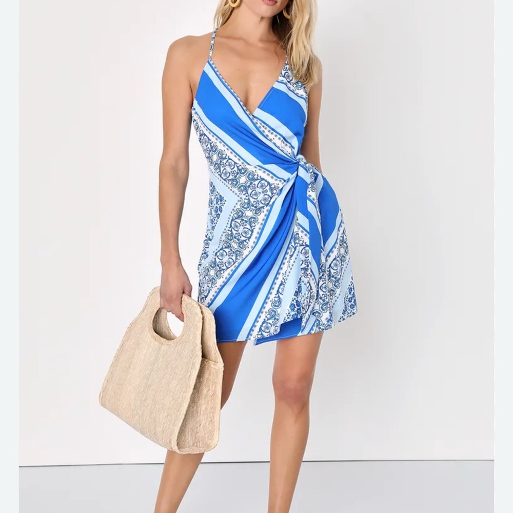 Lulu's Blue and White Floral Dress